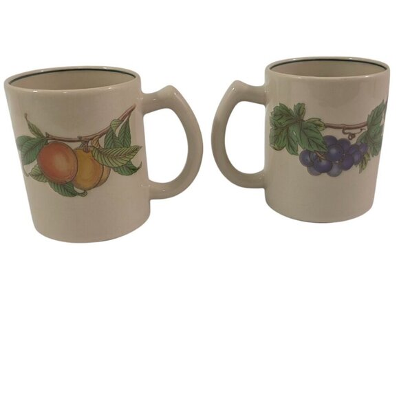 Epoch Wholesome Cups Fruit Pattern 12 Oz Stoneware Coffee Tea Mugs – Set of 2 - Picture 1 of 16
